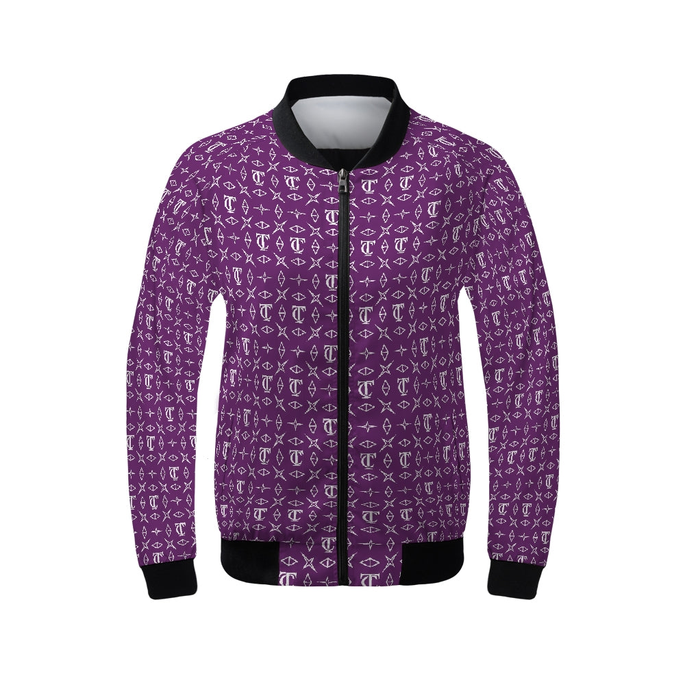 Pieces bomber jacket in bright purple