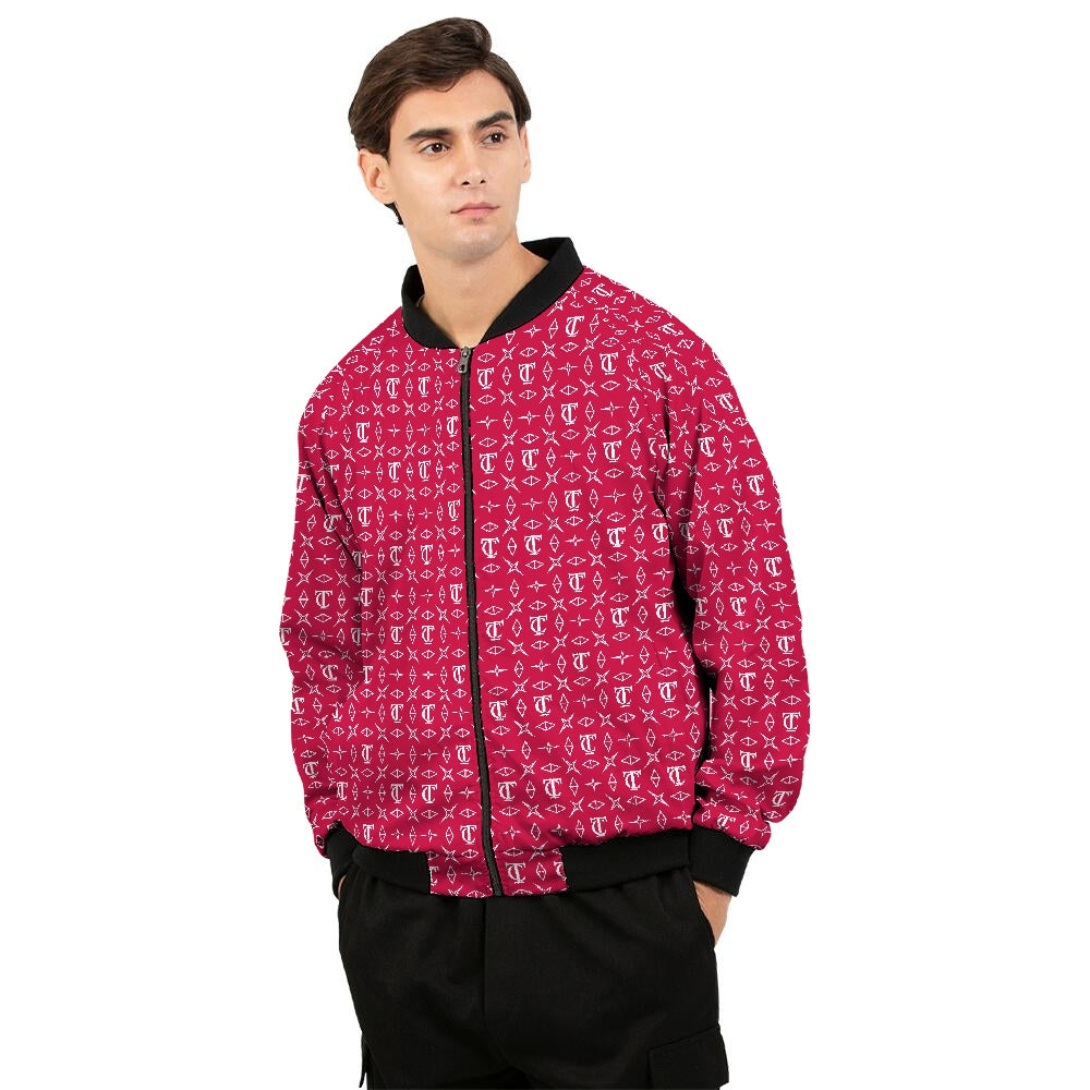 Monogrammed Red Men's Bomber Jacket - Thotful Clothing®