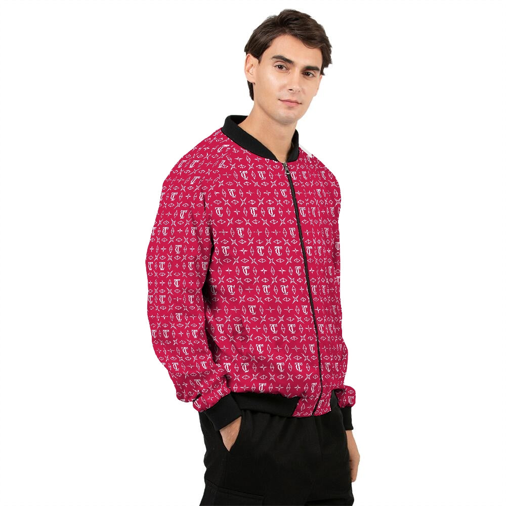 Monogrammed Red Men's Bomber Jacket - Thotful Clothing®